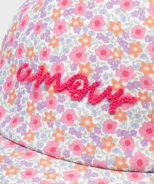 Casquette à motifs fleuris et message brodé bébé fille vue2 - GEMO 4G BEBE - GEMO