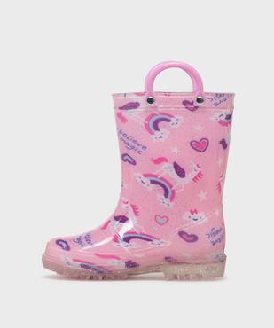 Bottes de pluie imperméables à motifs fantaisie, paillettes et semelle crantée fille - Lovely Wings vue3 - LOVELY WINGS - GEMO