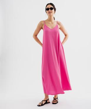 Robe longue à fines bretelles en maille texturée femme vue1 - GEMO 4G FEMME - GEMO