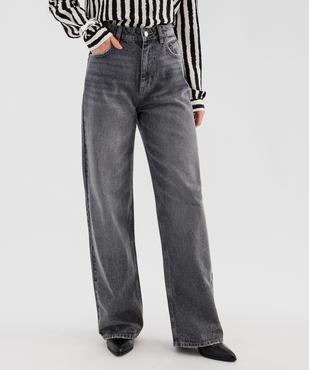 Jean wide leg taille haute coloris délavé femme vue1 - GEMO 4G FEMME - GEMO