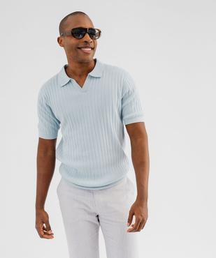 Polo en maille côtelée à encolure ouverte homme vue3 - GEMO 4G HOMME - GEMO