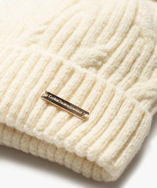 Bonnet en maille côtelée avec pompon poilu femme - LuluCastagnette vue2 - LULUCASTAGNETTE - GEMO