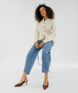 Gilet en maille à col rond avec empiècement froncé en coton femme vue4 - GEMO(FEMME PAP) - GEMO