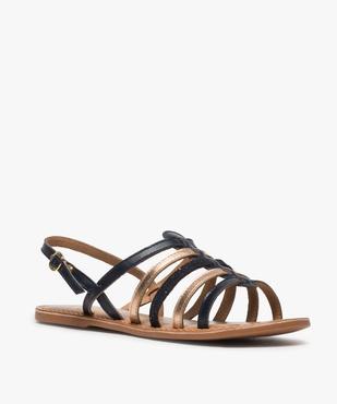Sandales femme à talon plat et brides multiples en cuir vue2 - GEMO (CASUAL) - GEMO