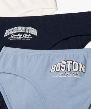 Culottes avec inscriptions sur l’avant fille (lot de 3) vue2 - GEMO 4G FILLE - GEMO