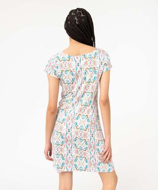 Chemise de nuit en maille extensible avec col V en dentelle femme vue3 - GEMO 4G FEMME - GEMO