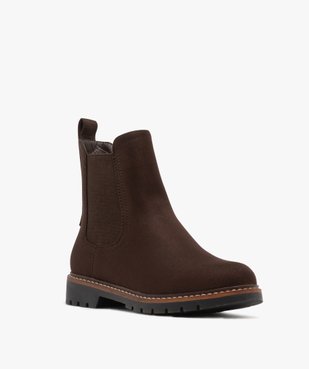 Bottines femme style Chelsea en suédine à fine semelle crantée vue3 - GEMO 4G FEMME - GEMO