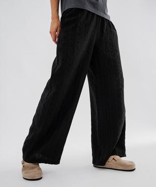 Pantalon large et fluide en toile texturée femme vue1 - GEMO 4G FEMME - GEMO