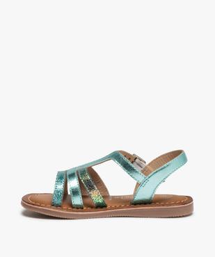 Sandales fille à talon plat et brides brillantes en cuir vue3 - GEMO (ENFANT) - GEMO