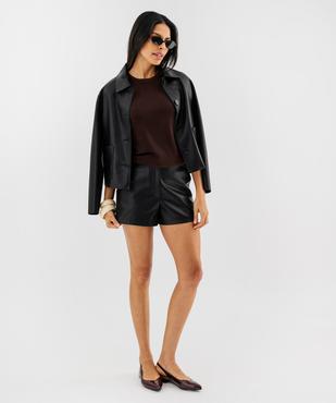 Short ample en cuir imitation extensible femme vue5 - GEMO(FEMME PAP) - GEMO