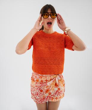 Jupe short en viscose imprimé femme vue4 - GEMO 4G FEMME - GEMO