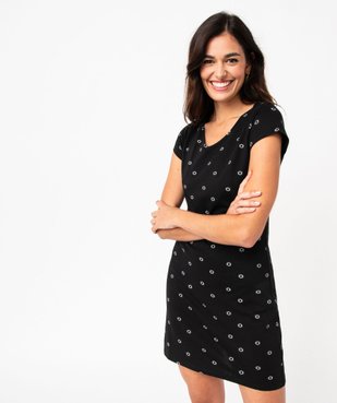 Chemise de nuit imprimée à manches courtes femme vue1 - GEMO 4G FEMME - GEMO