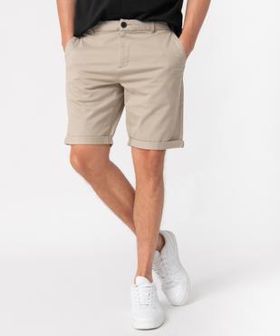 Bermuda homme en toile extensible 5 poches coupe chino vue1 - GEMO (HOMME) - GEMO