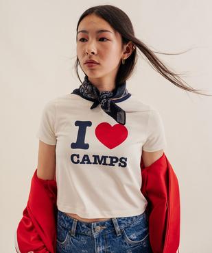 Tee-shirt manches courtes coupe courte imprimé fille - Camps United vue4 - CAMPS GEMO FOR GOOD - GEMO