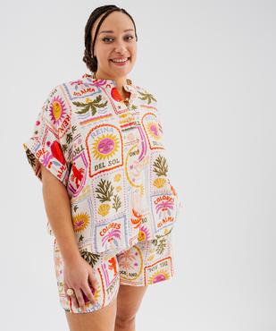 Short en gaze de coton à motifs exotiques femme grande taille vue4 - GEMO (G TAILLE) - GEMO