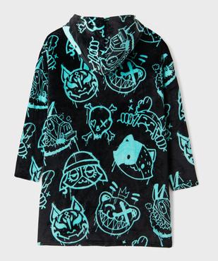 Robe de chambre forme sweat à capuche en maille douillette garçon - Fortnite  vue4 - FORTNITE - GEMO