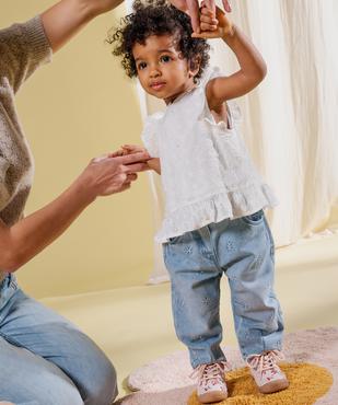 Jean barrel avec étoiles brodées bébé fille vue4 - GEMO(BEBE DEBT) - GEMO