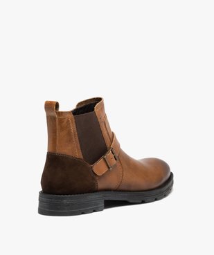 Boots homme dessus en cuir uni style Chelsea à zip vue5 - GEMO (CASUAL) - GEMO