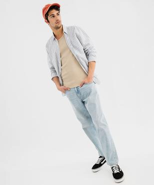 Chemise en lin et coton à rayures homme vue5 - GEMO 4G HOMME - GEMO