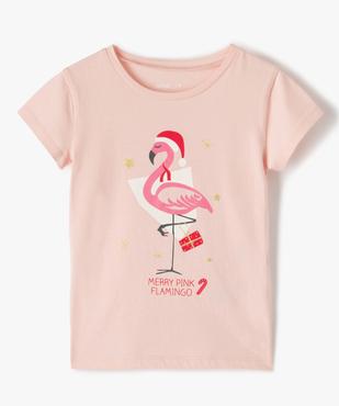 Tee-shirt fille à manches courtes avec motif Noël vue1 - GEMO (ENFANT) - GEMO