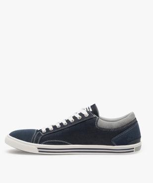 Baskets homme en toile avec surpiqûres contrastantes vue3 - GEMO (CASUAL) - GEMO