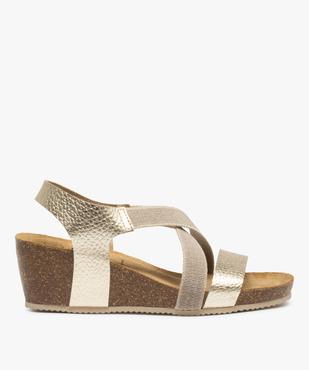  Sandales femme compensées dessus cuir élastiqué vue1 - GEMO(URBAIN) - GEMO