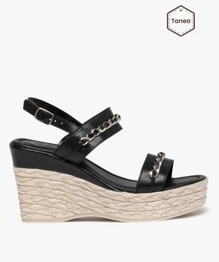 Sandales femme à talon dessus cuir et chaînes – Tanéo vue1 - TANEO - GEMO