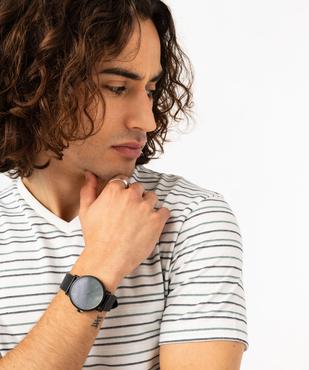 Tee-shirt à manches courtes et col V à rayures homme vue2 - GEMO 4G HOMME - GEMO