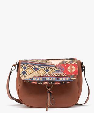 Sac femme avec rabat en toile aspect tapisserie vue1 - GEMO (ACCESS) - GEMO