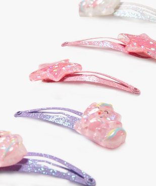 Pinces clic-clac pour les cheveux fille avec paillettes (lot de 6) vue2 - GEMO (ACCESS) - GEMO