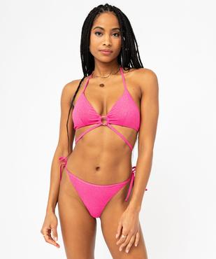 Bas de maillot de bain tanga en maille pailletée femme vue5 - GEMO 4G FEMME - GEMO
