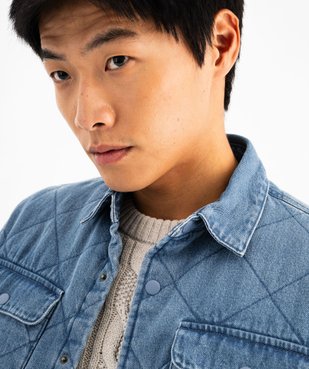 Sur chemise en denim effet matelassé homme vue2 - GEMO (HOMME) - GEMO