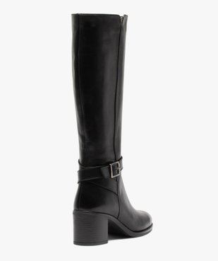 Bottes femme à talon dessus cuir uni et bride à boucle - Tanéo vue4 - TANEO - GEMO