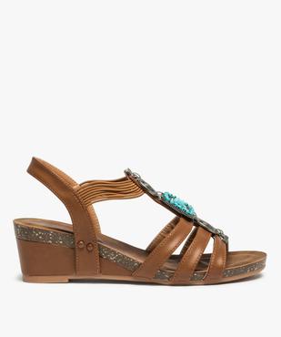 Sandales femme à talon dessus uni orné de perles et métal vue1 - GEMO(URBAIN) - GEMO