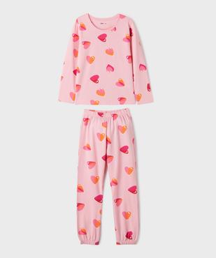 Pyjama en coton bicolore motif coeur fille vue1 - GEMO 4G FILLE - GEMO