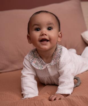 Pyjama en velours à col Claudine et ouverture devant bébé fille vue4 - GEMO 4G BEBE - GEMO