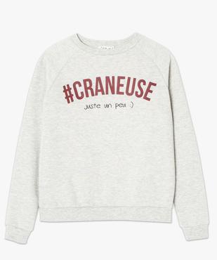 Sweat femme molletonné et imprimé à manches raglan vue4 - FOLLOW ME - GEMO