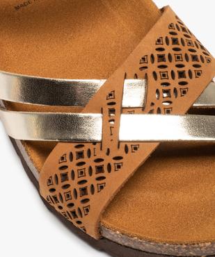 Sandales femme plates dessus cuir ajouré et métallisé vue6 - GEMO (CASUAL) - GEMO