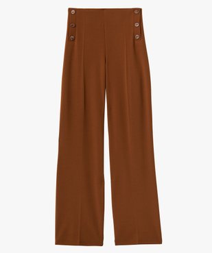 Pantalon femme coupe ample avec boutons sur les hanches vue4 - GEMO(FEMME PAP) - GEMO