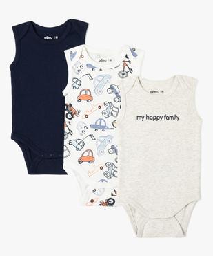 Bodies bébé sans manches à encolure américaine (lot de 3) vue1 - GEMO(BB COUCHE) - GEMO