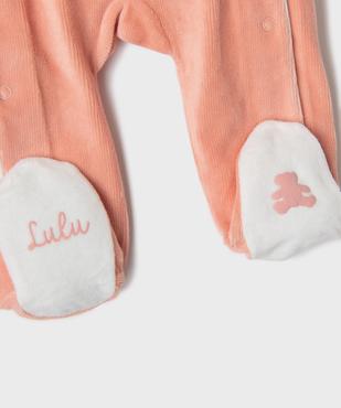 Pyjama en velours ouverture devant bébé fille - LuluCastagnette vue3 - LULU CASTAGNETTE GEMO FOR GOOD - GEMO