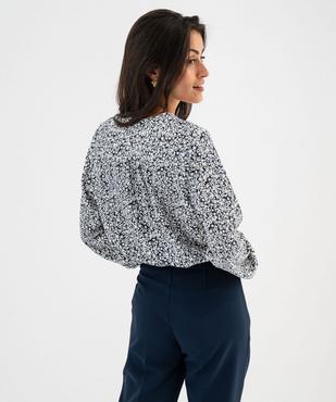 Tee-shirt à manches longues et col V en maille texturée femme vue3 - GEMO 4G FEMME - GEMO