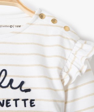 Tee-shirt bébé fille rayé à manches longues - LuluCastagnette vue2 - LULUCASTAGNETTE - GEMO