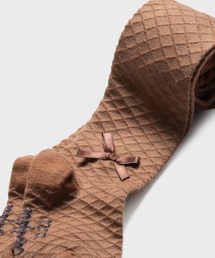 Collant chaud en maille fantaisie avec noeud bébé fille - LuluCastagnette vue2 - LULUCASTAGNETTE - GEMO