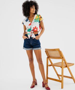 Blouse sans manches loose imprimée à nouer femme vue4 - GEMO(FEMME PAP) - GEMO