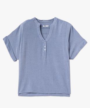 Blouse manches courtes coupe loose en viscose froissée femme vue4 - GEMO(FEMME PAP) - GEMO