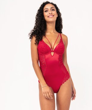 Body en dentelle et microfibre femme vue2 - GEMO(HOMWR FEM) - GEMO