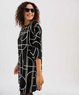Robe courte coupe droite à motifs graphiques femme vue3 - GEMO 4G FEMME - GEMO