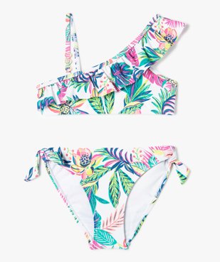 Maillot de bain fille 2 pièces à motifs fleuris avec haut asymétrique vue1 - GEMO (ENFANT) - GEMO