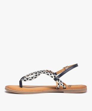 Sandales femme à talon plat et brides tressées en cuir vue3 - GEMO (CASUAL) - GEMO
